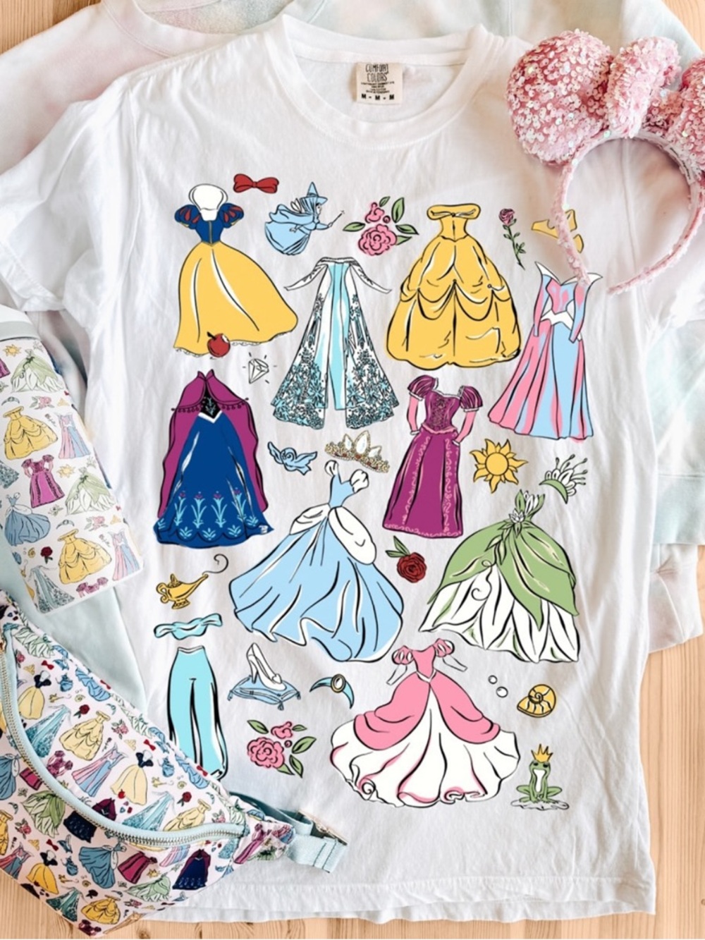 Disney Princess Dress Inspired Shirt with Ariel, Jasmine, Belle, Aurora, etc.